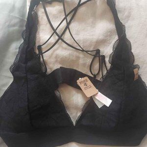PINK black lace bralette